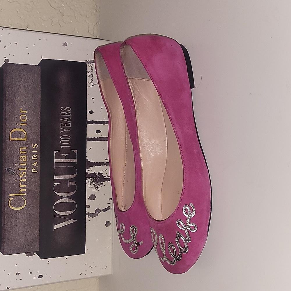 RARE-Kate Spade "Willow"  "Yes Please" magenta pink ballet flat, sz 7 - Picture 4 of 5